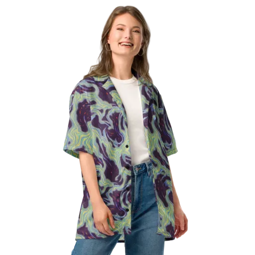 Celestial Tides on a Button Shirt
