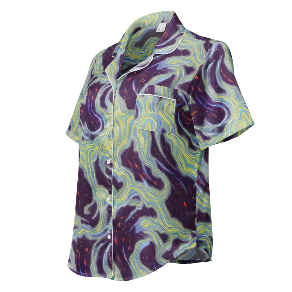 Celestial Tides on Women's Short Sleeve Pajama Top — Left Front