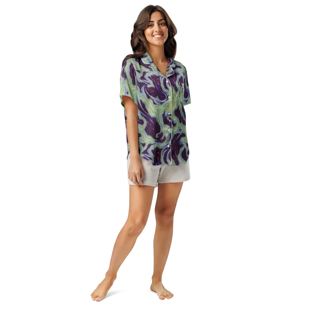 Celestial Tides on Women's Short Sleeve Pajama Top — Front