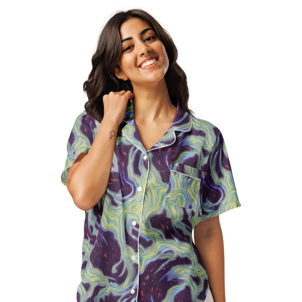 Celestial Tides on Women's Short Sleeve Pajama Top — Front