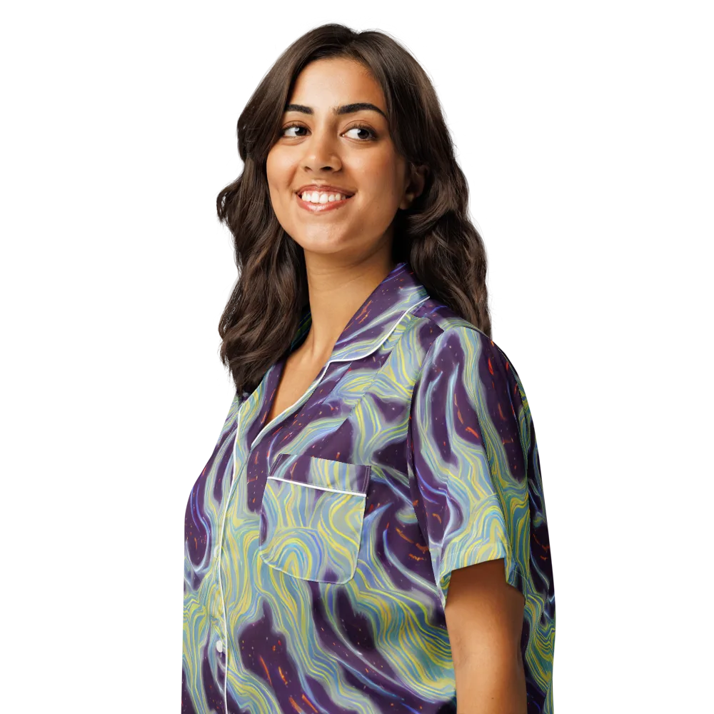 Celestial Tides on Women's Short Sleeve Pajama Top — Left Front