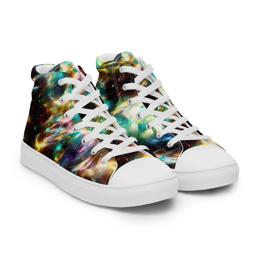 Opal Thunder on Men's High Top Canvas Shoes — Right Front