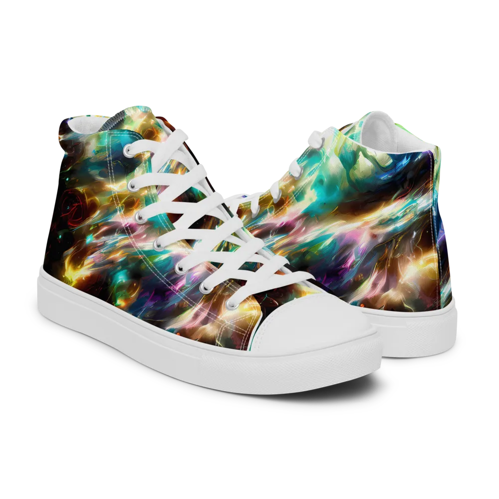 Opal Thunder on Men's High Top Canvas Shoes — Right