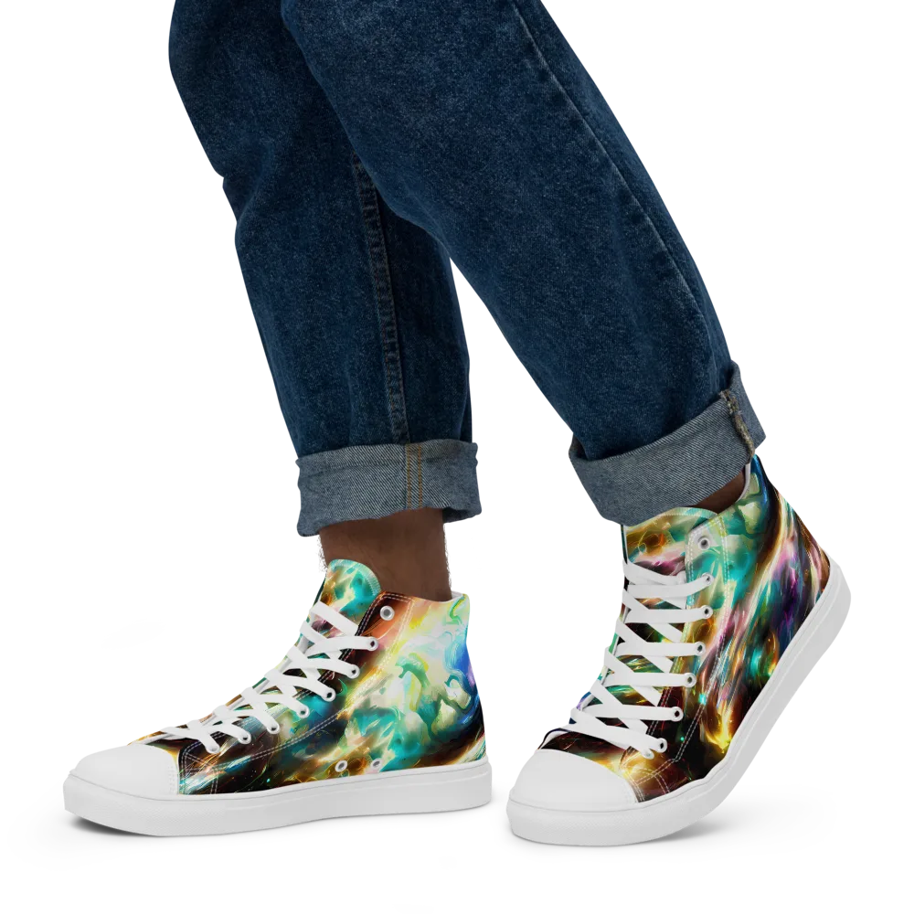 Opal Thunder on Men's High Top Canvas Shoes — Left