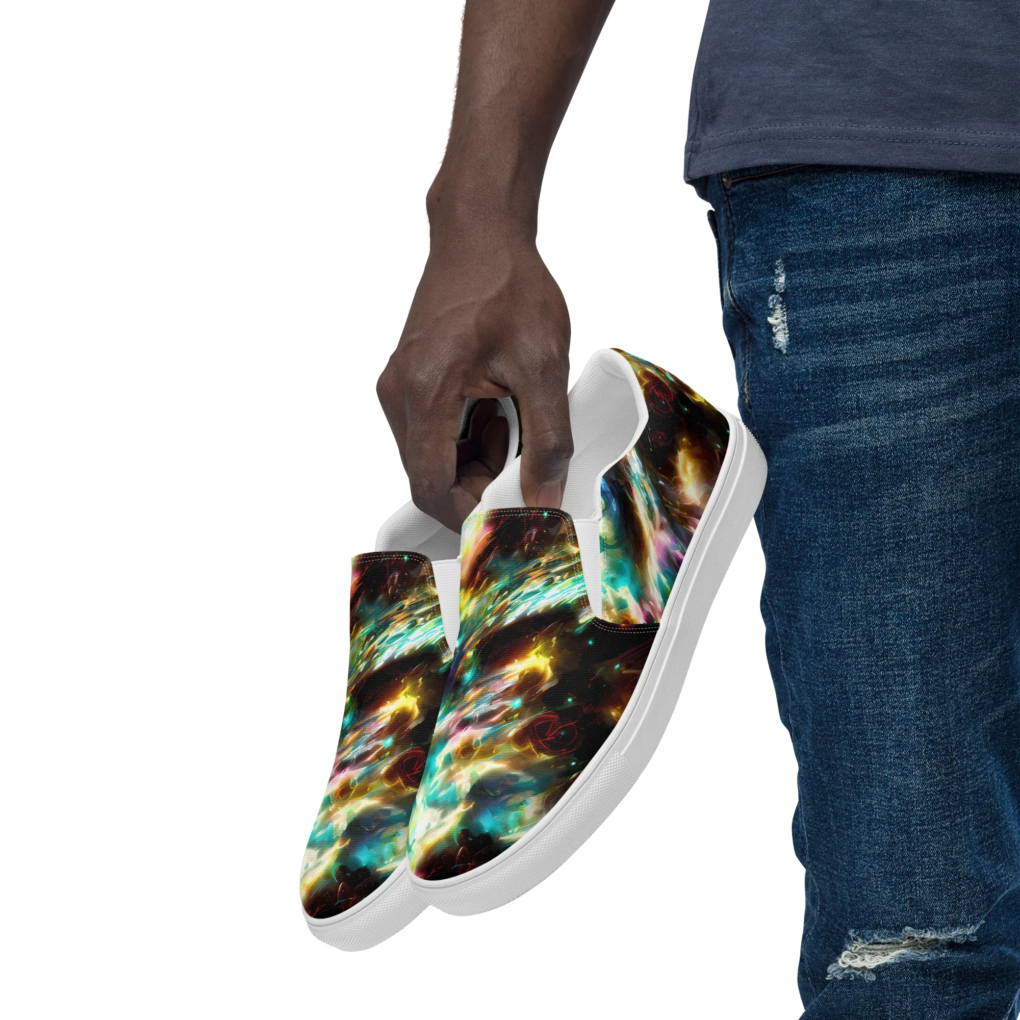 Opal Thunder on Men's Slip-On Canvas Shoes — Left Front