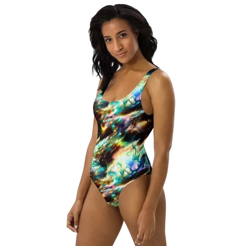 Opal Thunder on One-Piece Swimsuit — Left