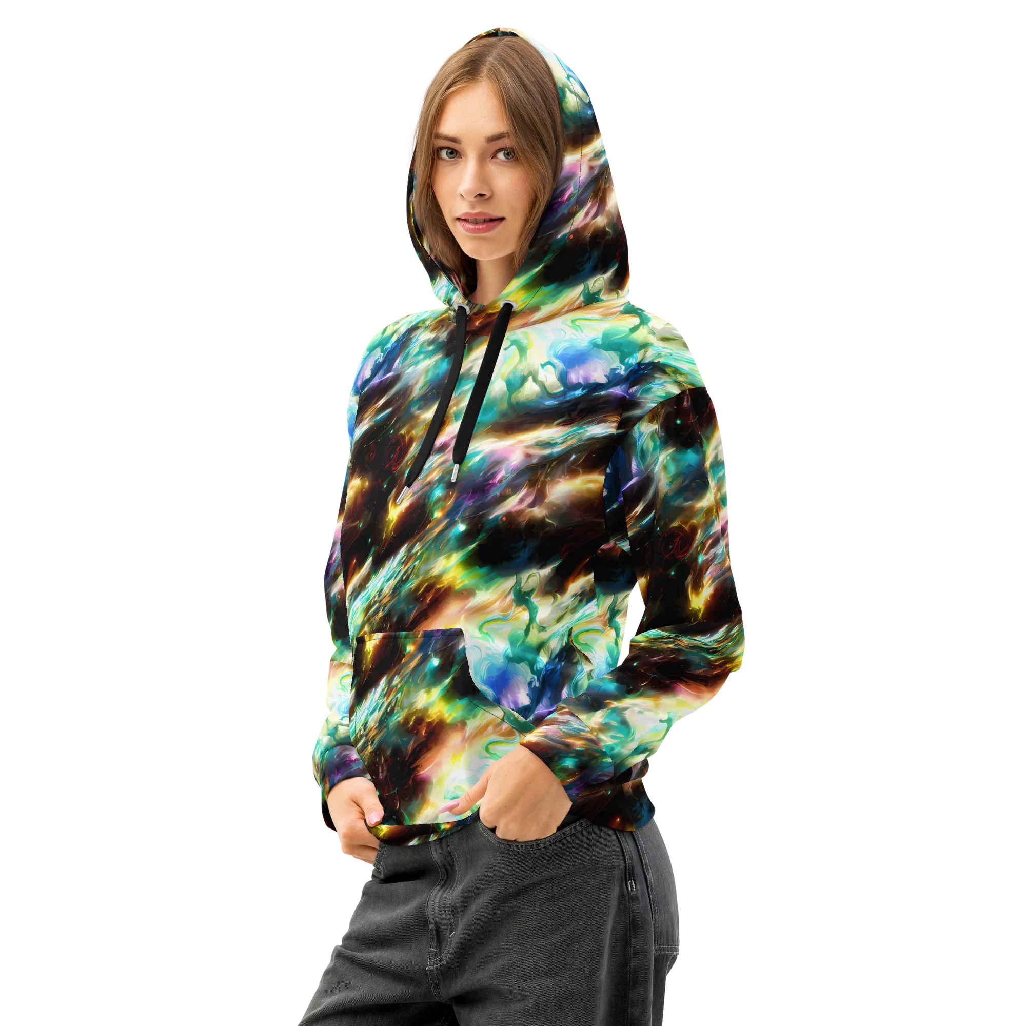 Opal Thunder on Cotton Hoodie — Left Front
