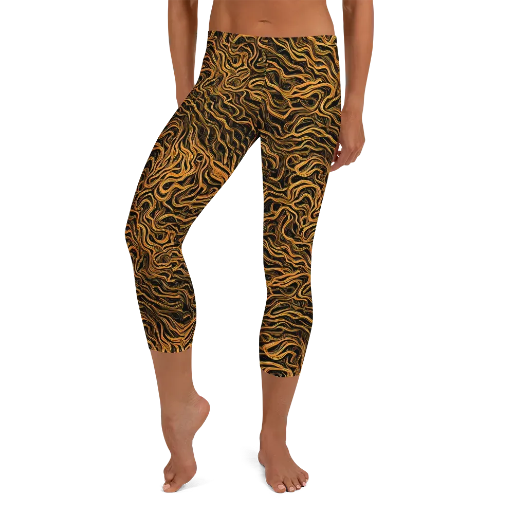 Obsidian Flame on Capri Leggings — Front