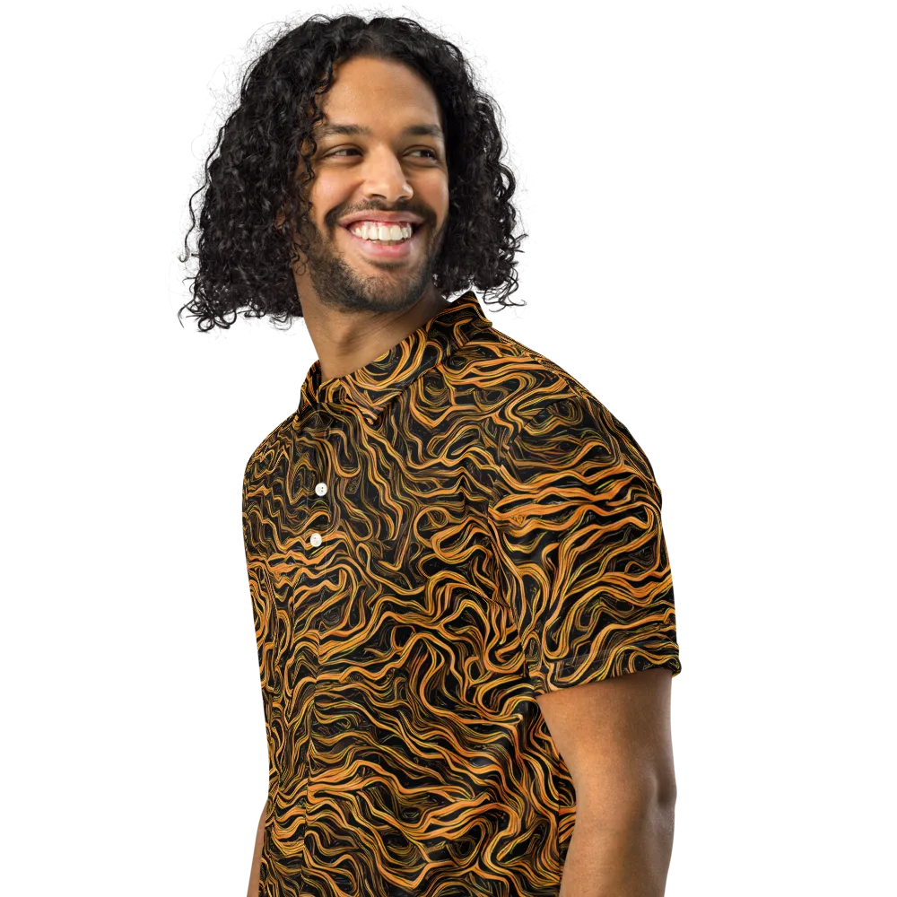 Obsidian Flame on Men's Slim Fit Polo Shirt — Left Front