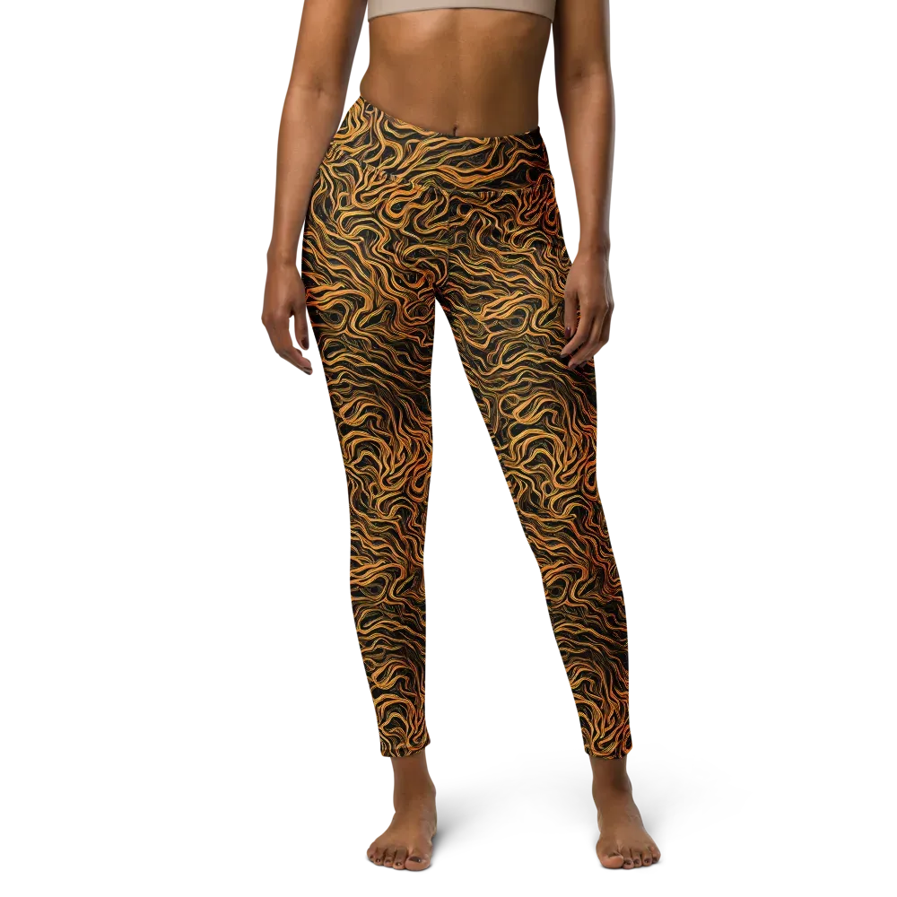 Obsidian Flame on Yoga Leggings — Front