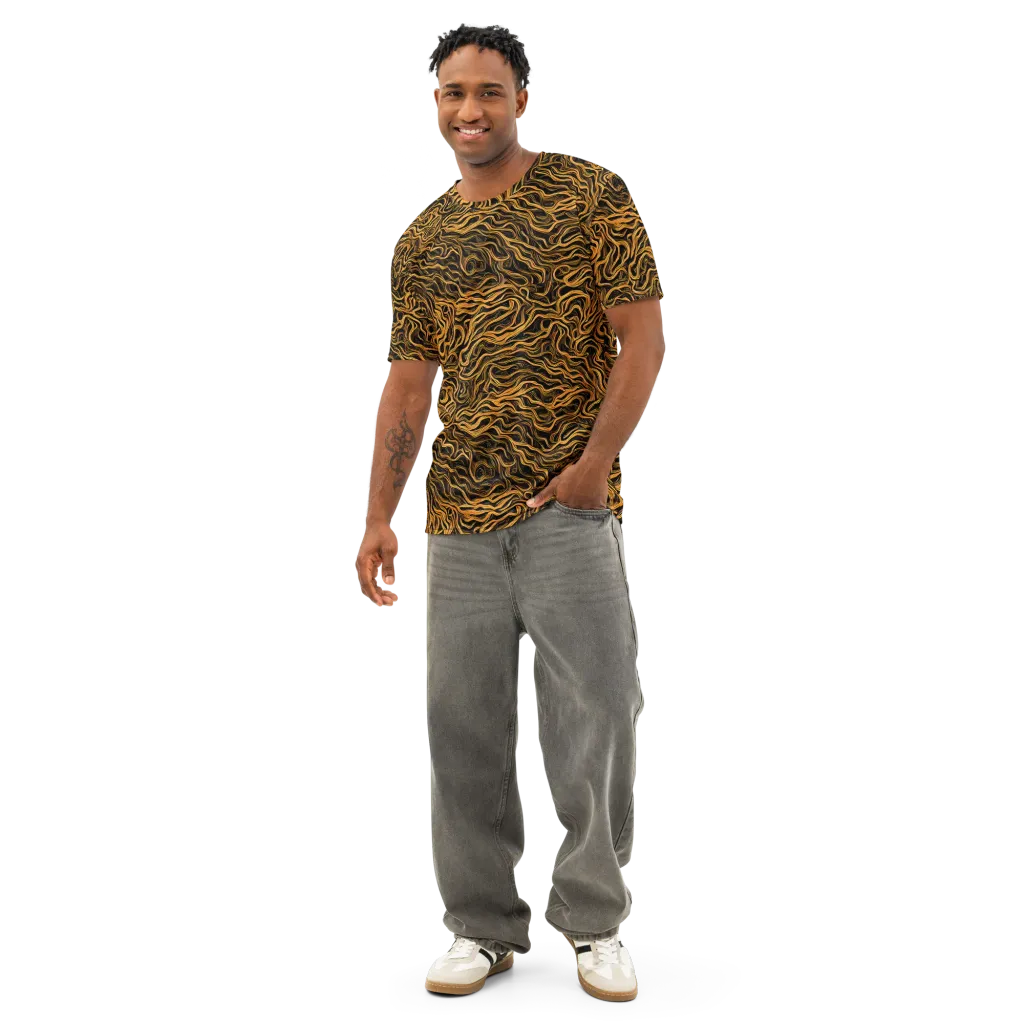 Obsidian Flame on Men's Cotton Crew Neck T-Shirt — Front