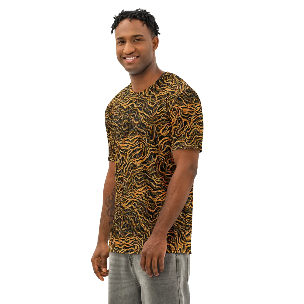 Obsidian Flame on Men's Cotton Crew Neck T-Shirt — Left Front
