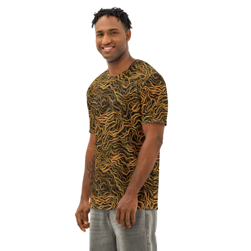 Obsidian Flame on a Men's Cotton Crew Neck T-Shirt