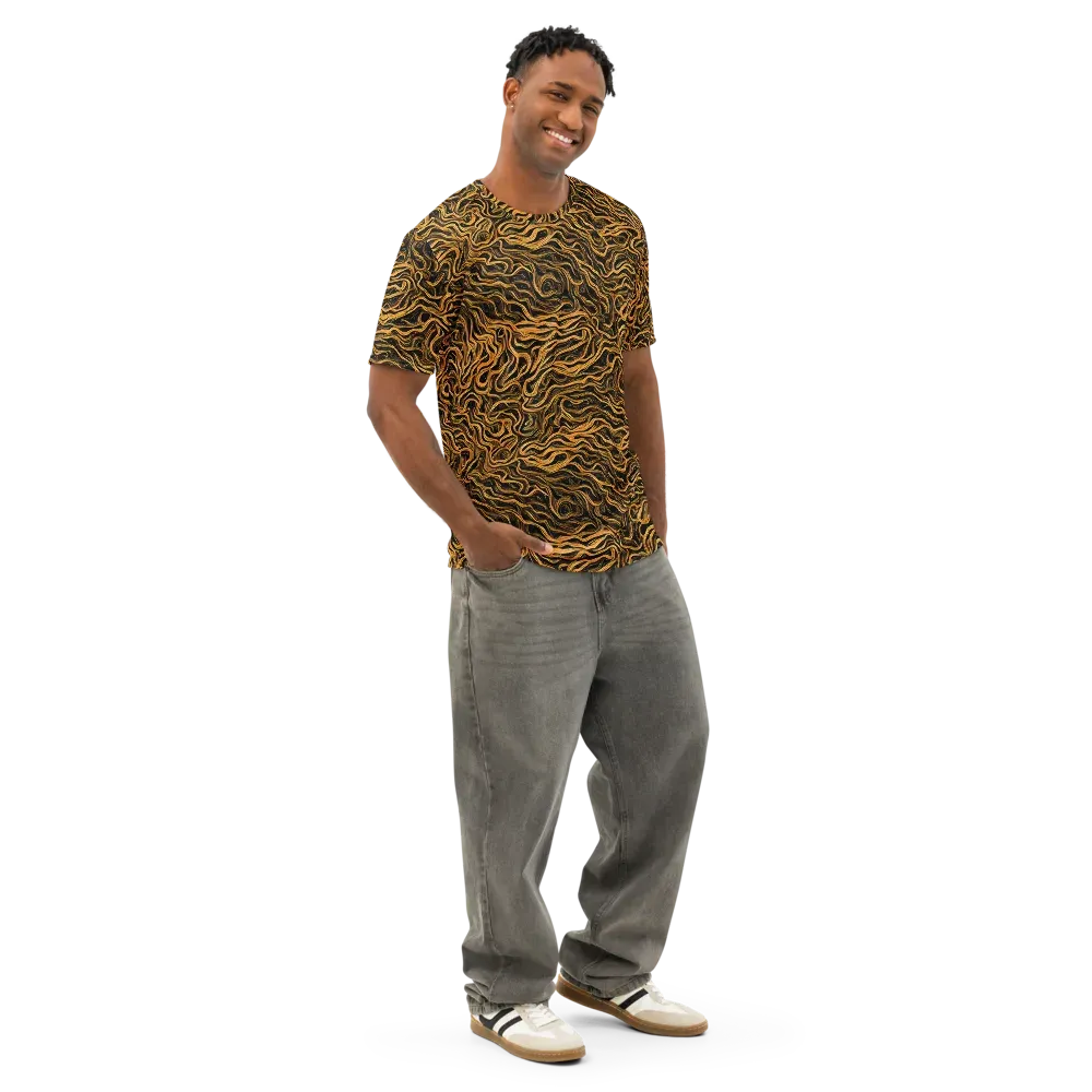 Obsidian Flame on Men's Cotton Crew Neck T-Shirt — Right Front