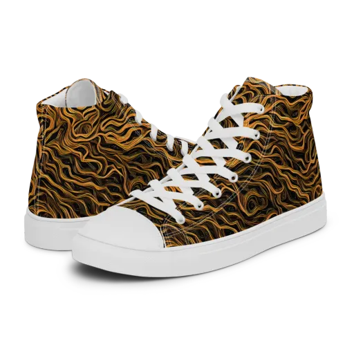 Obsidian Flame on a Men's High Top Canvas Shoes