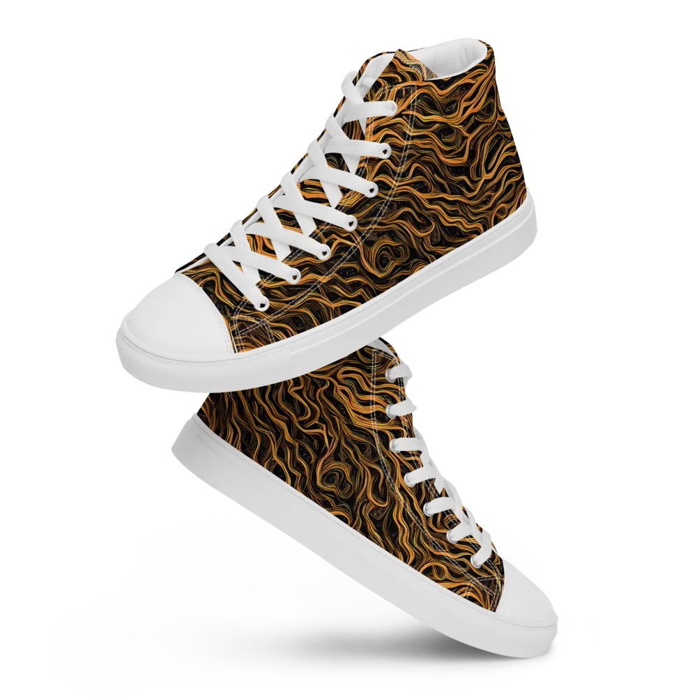 Obsidian Flame on Men's High Top Canvas Shoes — Front