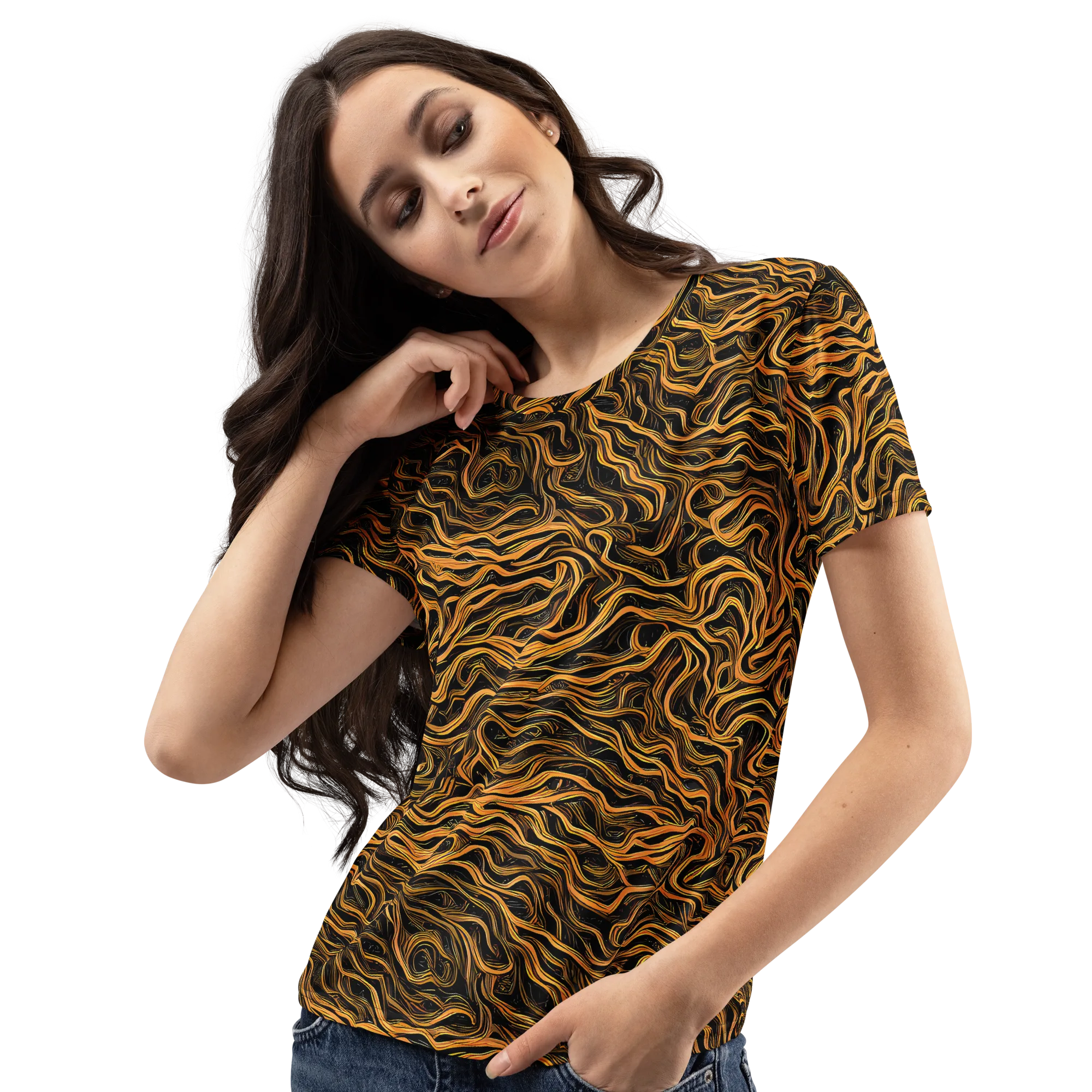 Obsidian Flame on Women's Crew Neck T-Shirt — Left Front