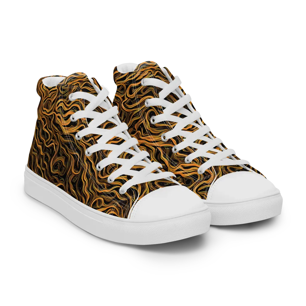 Obsidian Flame on Women's High Top Canvas Shoes — Right Front