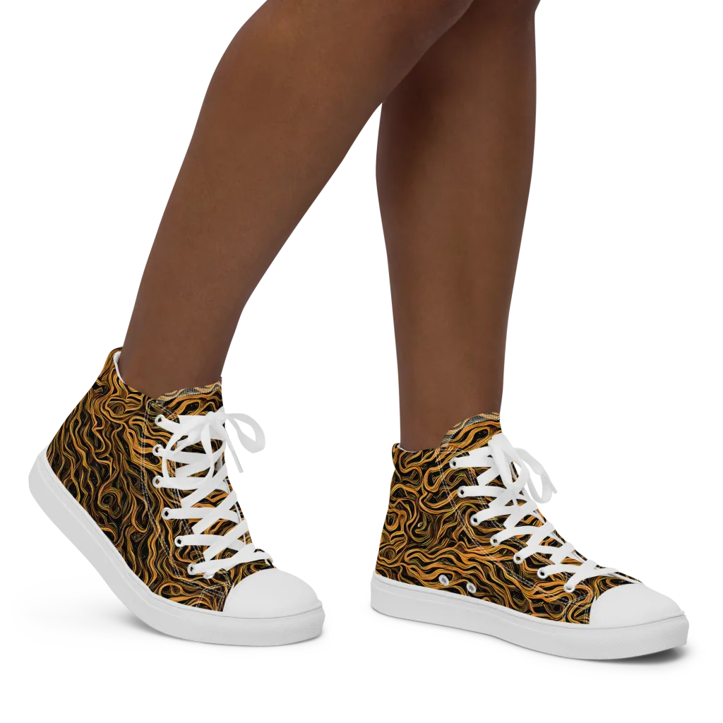 Obsidian Flame on Women's High Top Canvas Shoes — Right