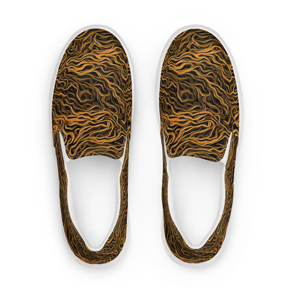 Obsidian Flame on Men's Slip-On Canvas Shoes — Front