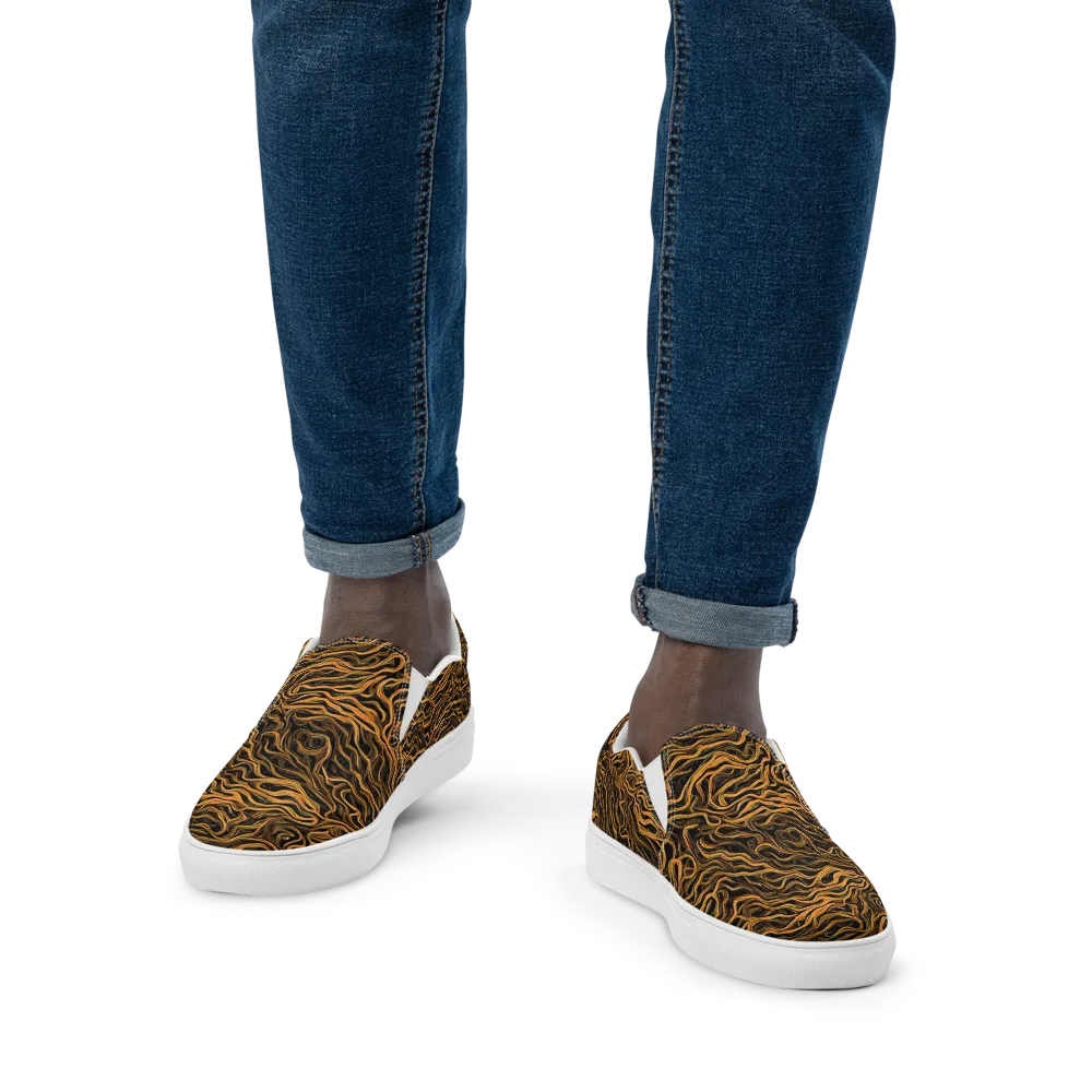 Obsidian Flame on Men's Slip-On Canvas Shoes — Front