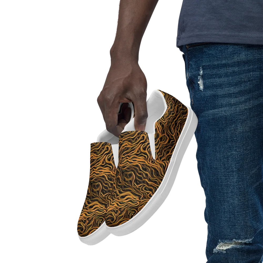 Obsidian Flame on Men's Slip-On Canvas Shoes — Left Front