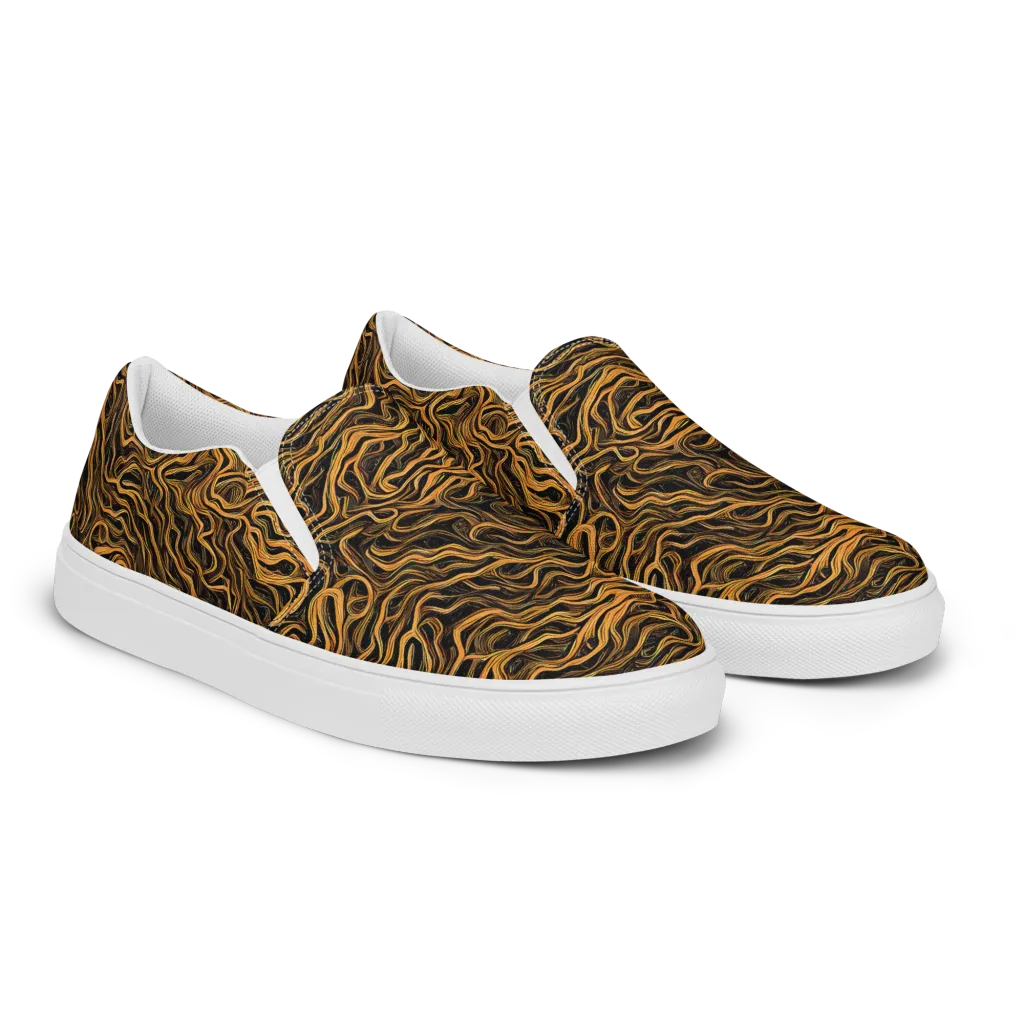 Obsidian Flame on Women's Slip-On Canvas Shoes — Right Front