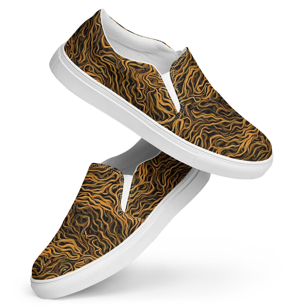 Obsidian Flame on Women's Slip-On Canvas Shoes — Front