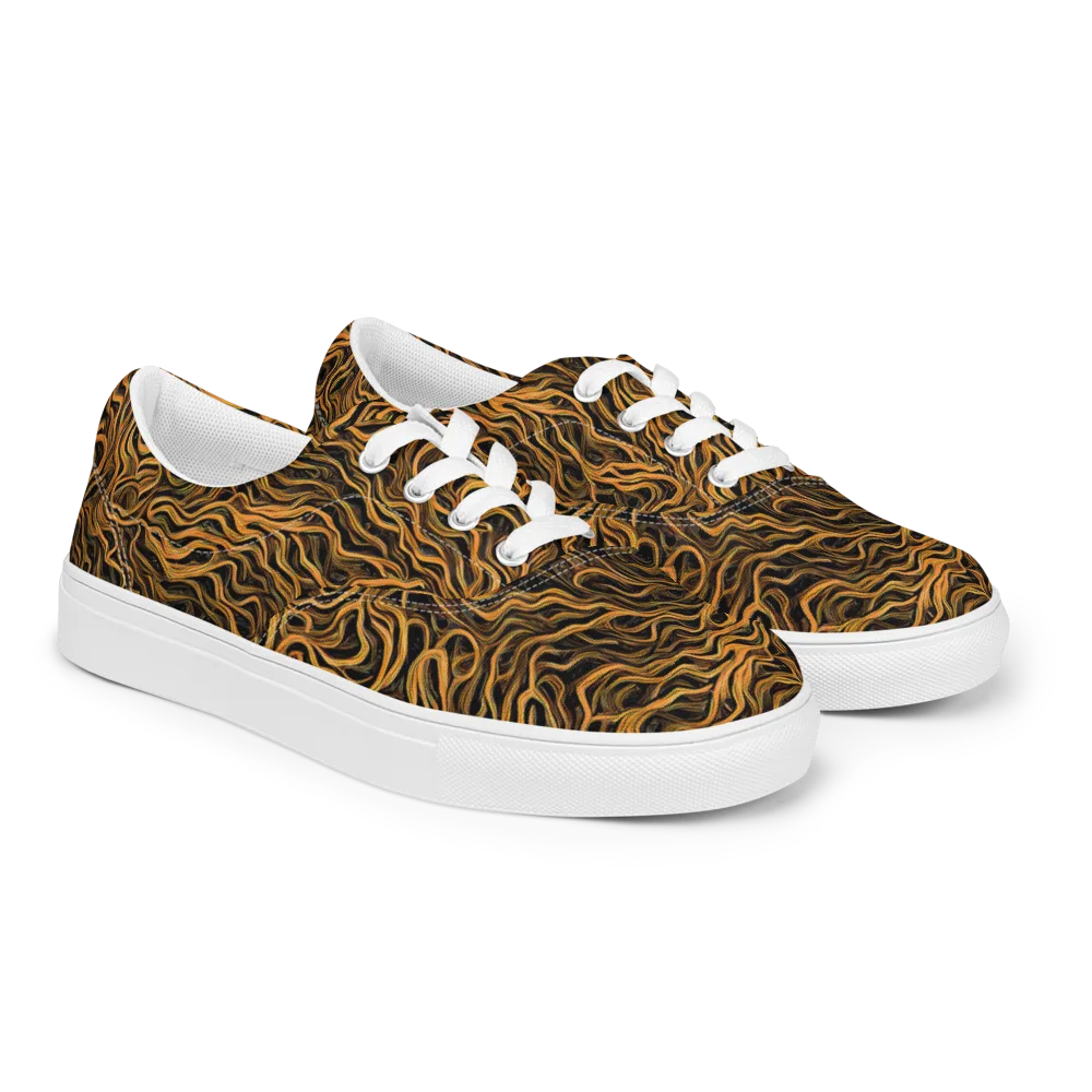 Obsidian Flame on Men's Lace-Up Canvas Shoes — Right Front