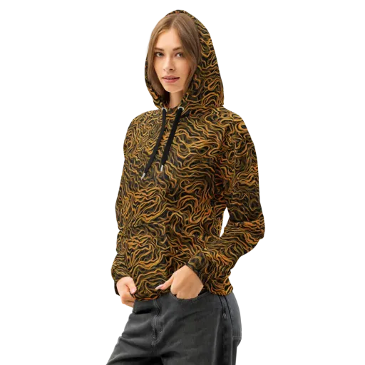 Obsidian Flame on a Cotton Hoodie