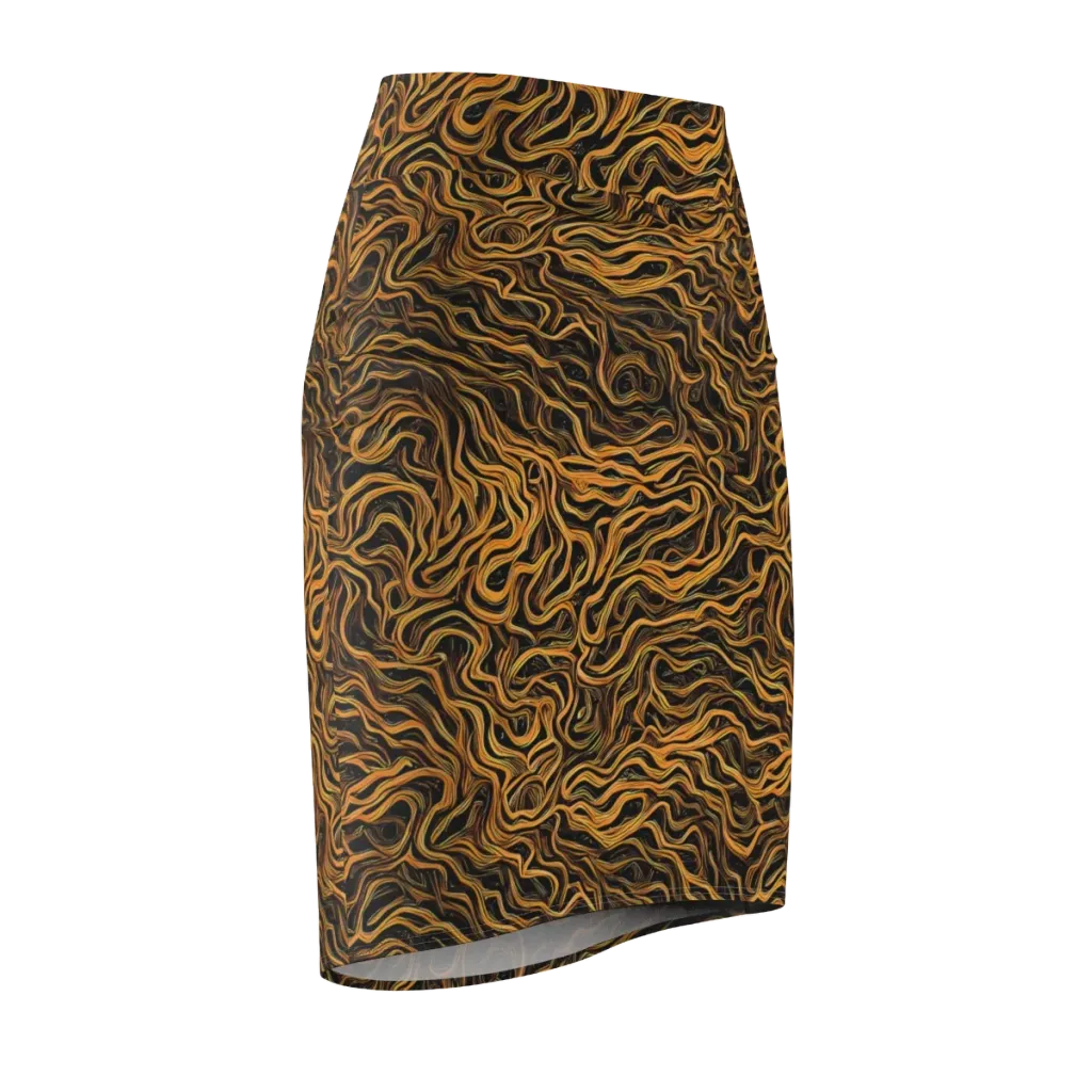 Obsidian Flame on Pencil Skirt — Front Side