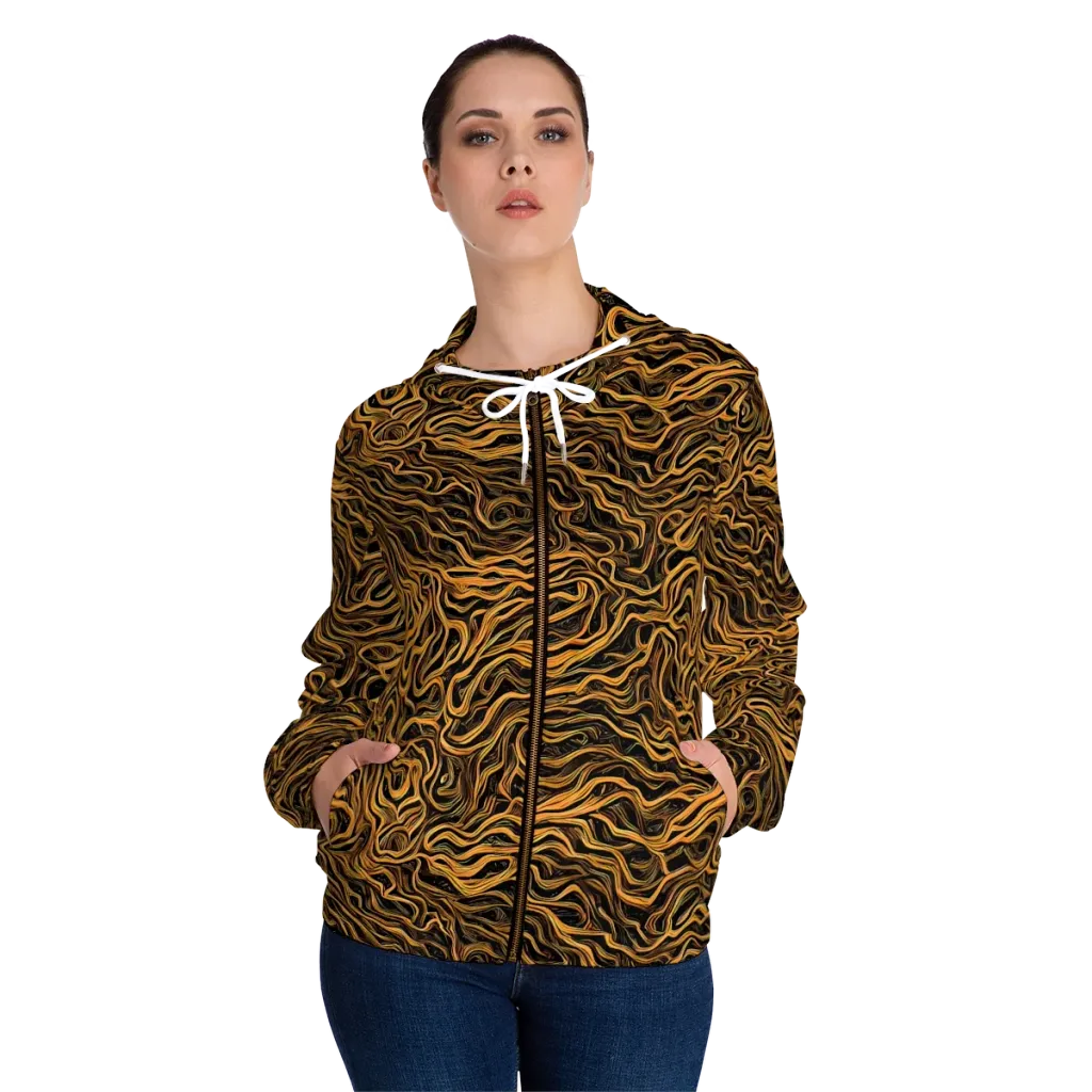 Obsidian Flame on Women's Full-Zip Hoodie — Front On Person