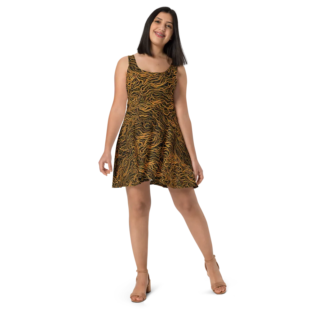Obsidian Flame on Skater Dress — Front