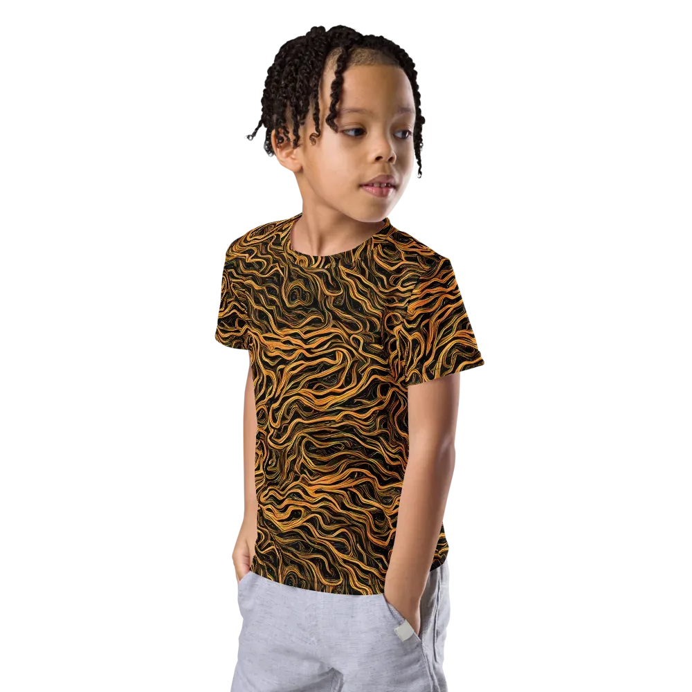 Obsidian Flame on Kids Crew Neck T-Shirt — Left Front