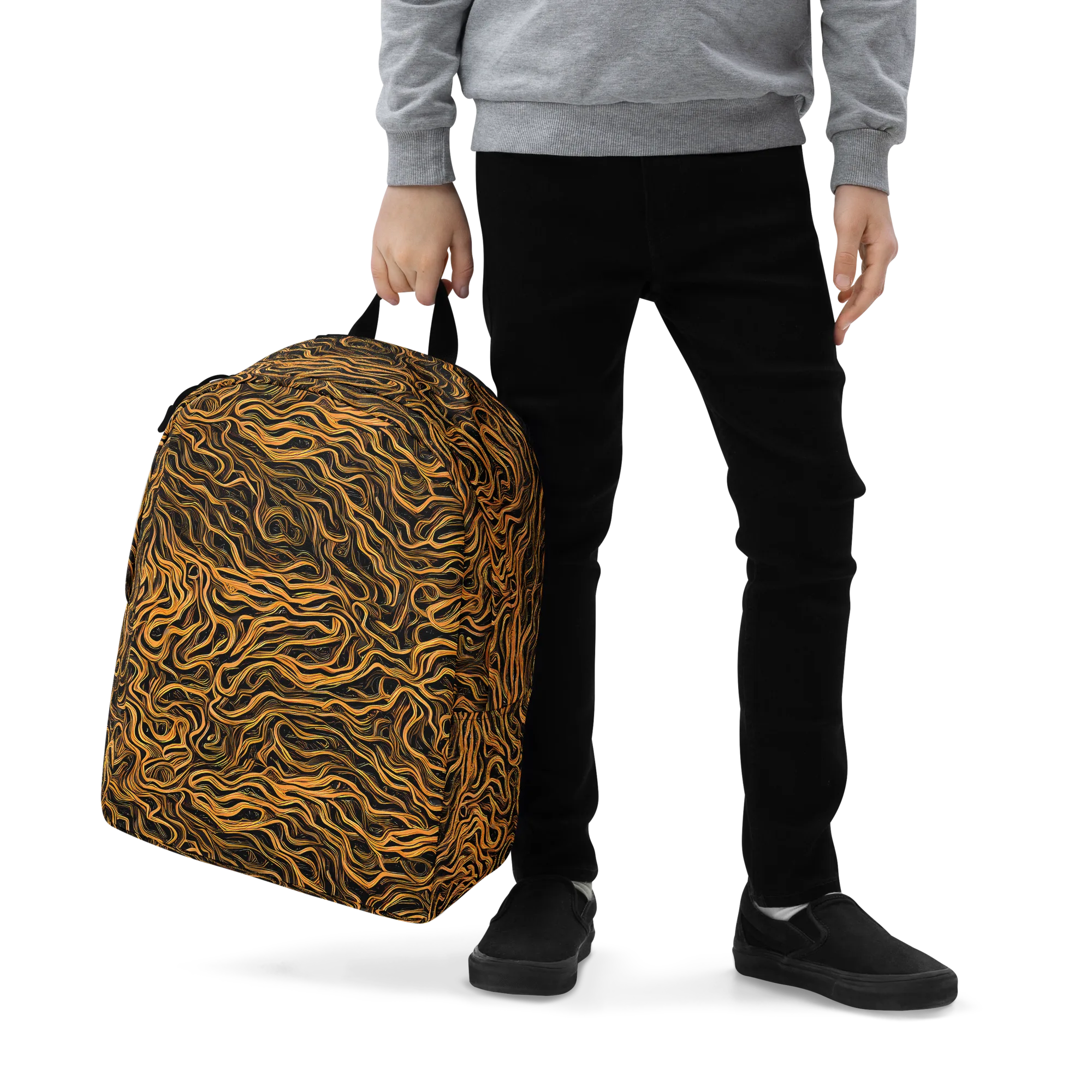 Obsidian Flame on Minimalist Backpack — Zoomed-in