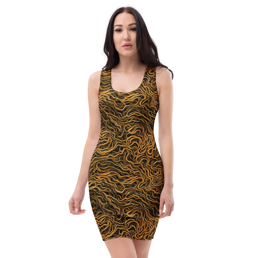Obsidian Flame on Bodycon Dress — Front