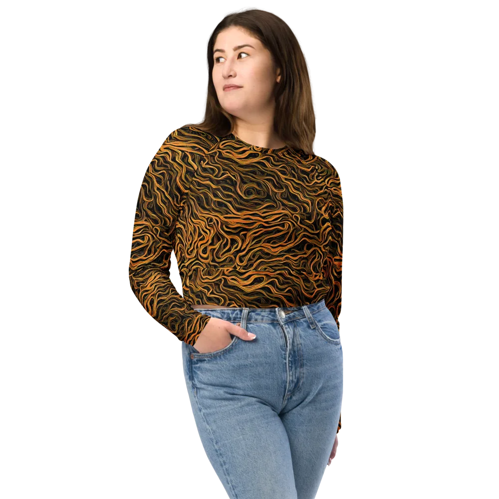 Obsidian Flame on Long Sleeve Crop Top — Front