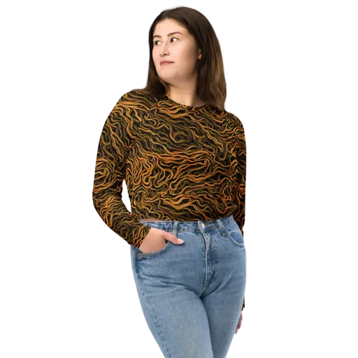 Obsidian Flame on a Long Sleeve Crop Top