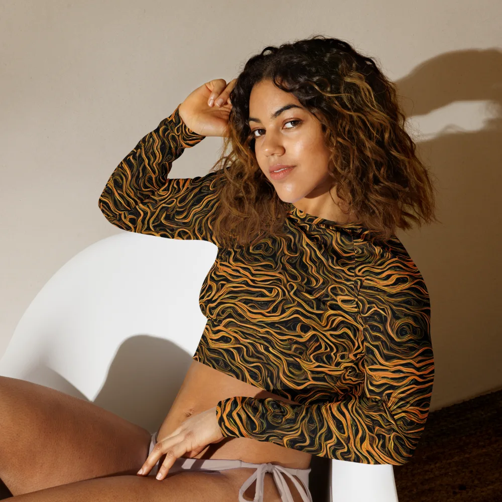 Obsidian Flame on Long Sleeve Crop Top — Left Front