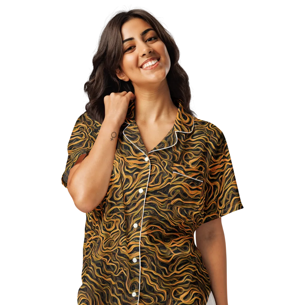 Obsidian Flame on Women's Short Sleeve Pajama Top — Front