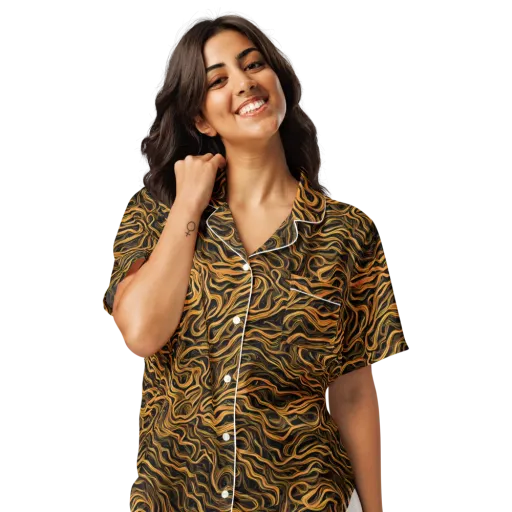 Obsidian Flame on a Women's Short Sleeve Pajama Top