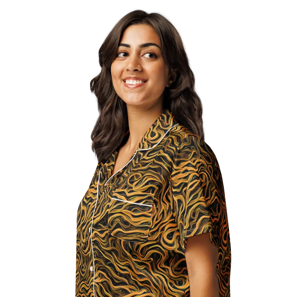Obsidian Flame on Women's Short Sleeve Pajama Top — Left Front