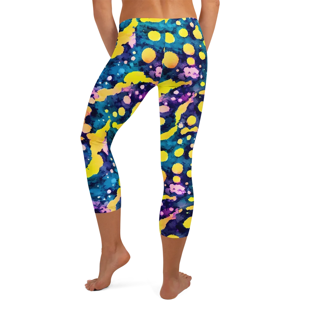 Ink Galaxy on Capri Leggings — Back