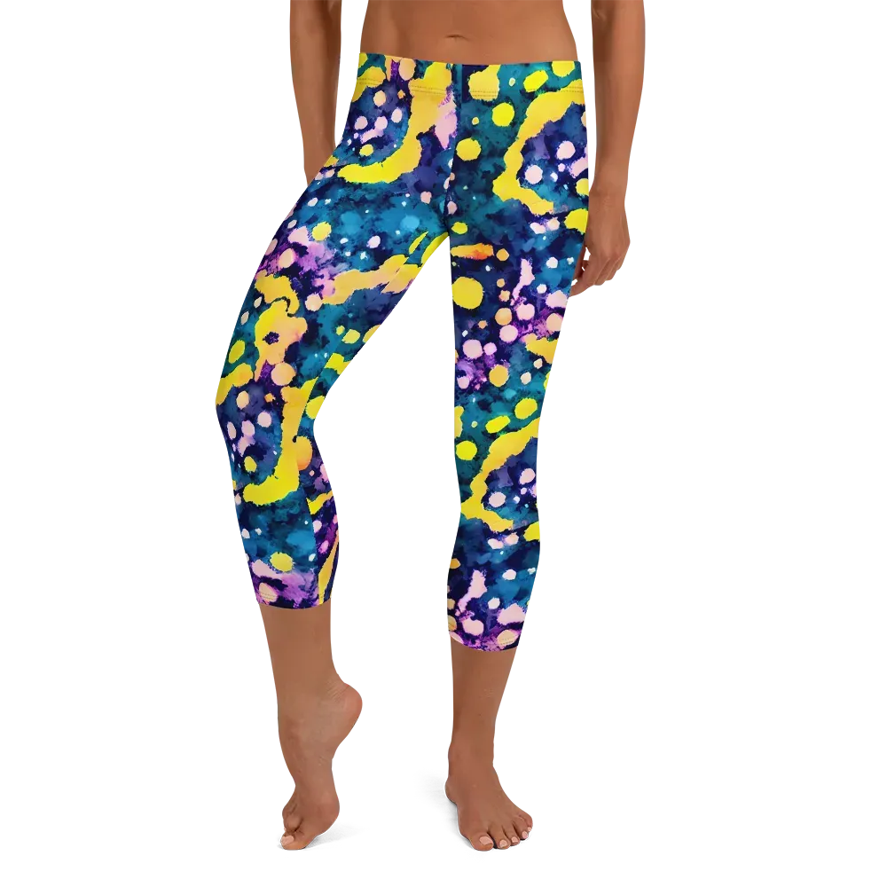 Ink Galaxy on Capri Leggings — Front