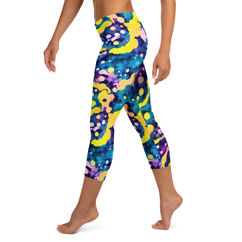 Ink Galaxy on Capri Leggings — Left
