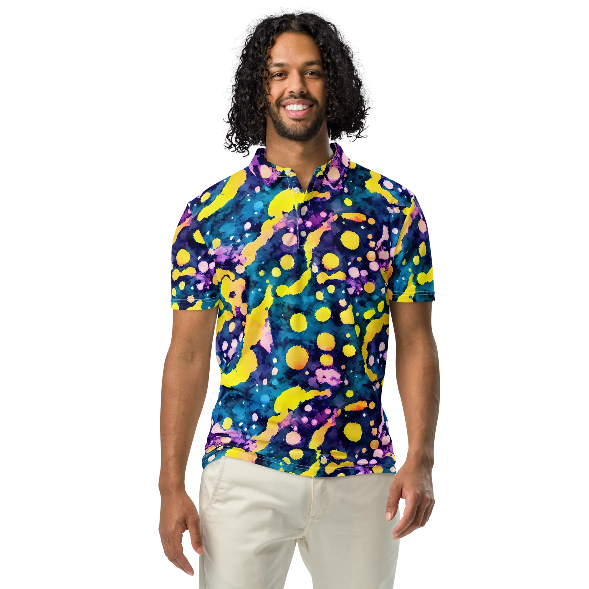 Ink Galaxy on Men's Slim Fit Polo Shirt — Front