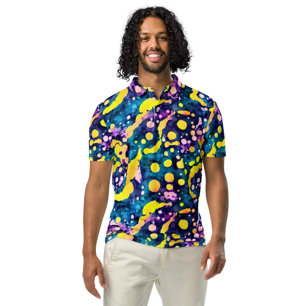 Ink Galaxy on Men's Slim Fit Polo Shirt — Front