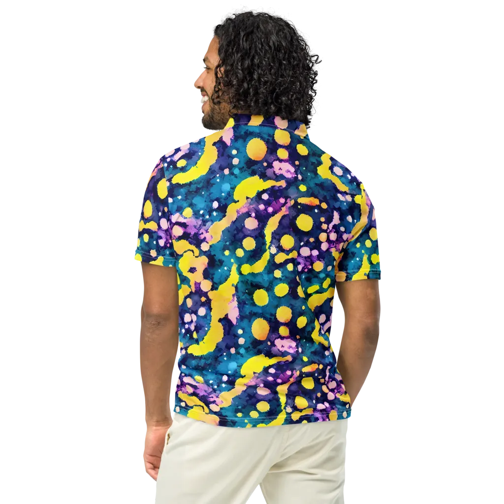 Ink Galaxy on Men's Slim Fit Polo Shirt — Back