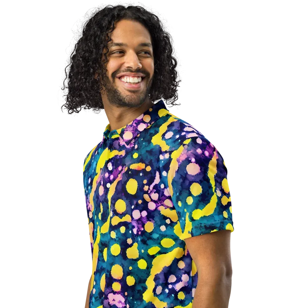 Ink Galaxy on Men's Slim Fit Polo Shirt — Left Front