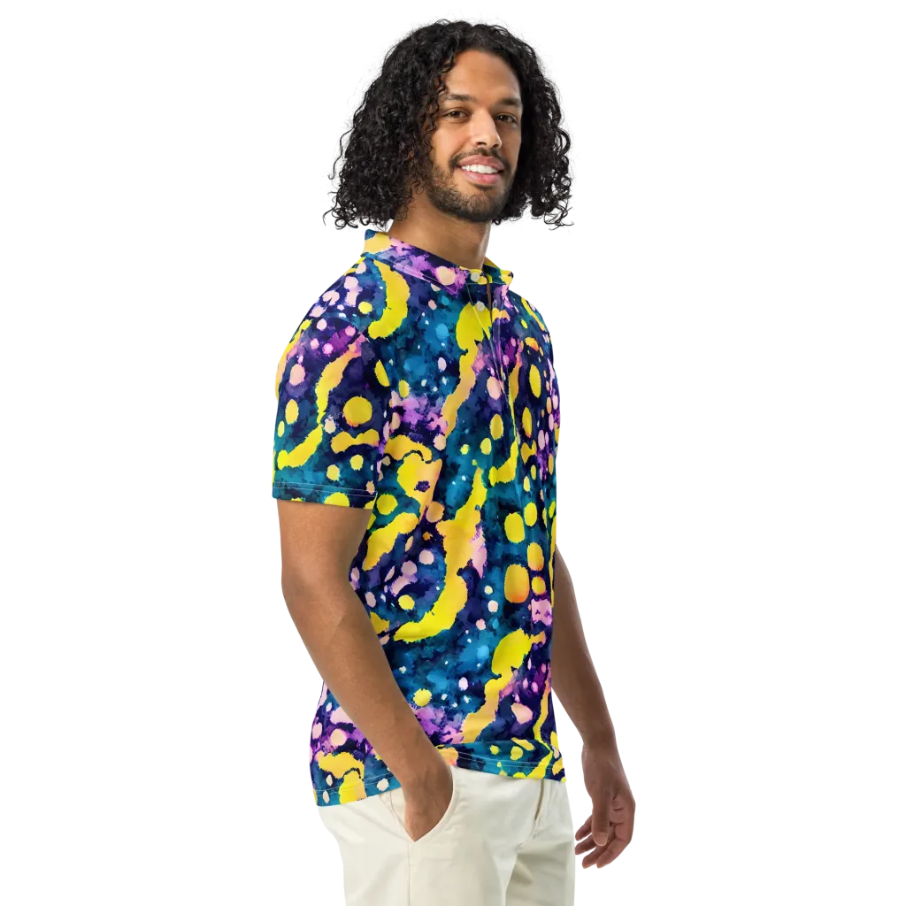 Ink Galaxy on Men's Slim Fit Polo Shirt — Right Front